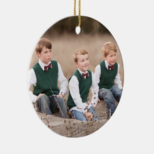 kerstornament PHOTO FRONT and MESSAGE ON BACK Keramisch Ornament (Rechts)