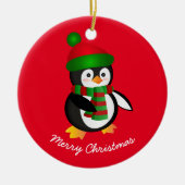 Kerstornament-Pinguïn Keramisch Ornament (Voorkant)