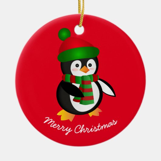 Kerstornament-Pinguïn Keramisch Ornament (Voorkant)