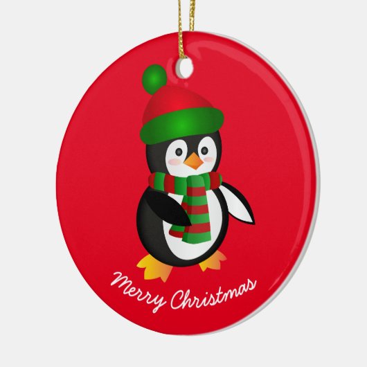 Kerstornament-Pinguïn Keramisch Ornament (Links)
