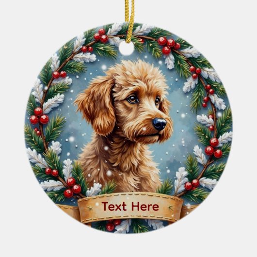 Kerstornament Poodle Keramisch Ornament (Voorkant)