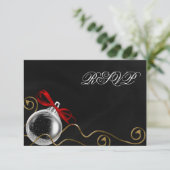 kerstornament Red Bow RSVP Kaartje (Staand voorkant)