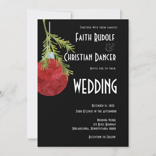 Kerstornament Red, modern huwelijk Aankondiging (Voorkant)