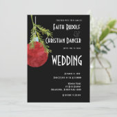 Kerstornament Red, modern huwelijk Aankondiging (Staand voorkant)