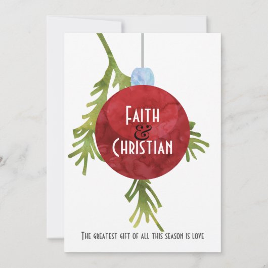 Kerstornament Rood, Modern Huwelijk Aankondiging (Achterkant)