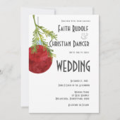 Kerstornament Rood, Modern  Trouwfeest Aankondiging (Voorkant)