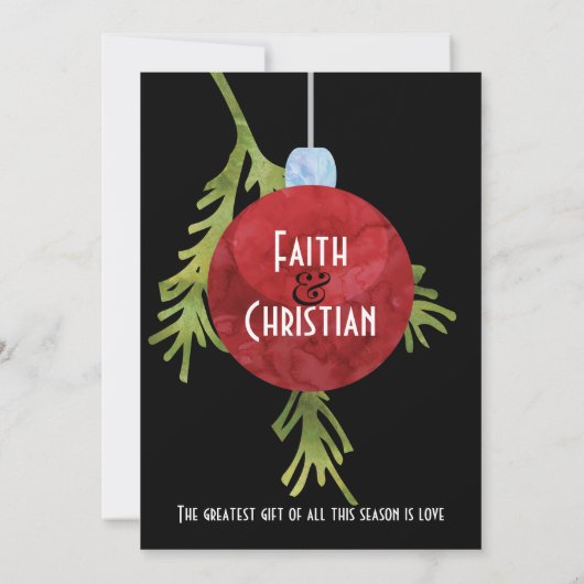 Kerstornament Rood, Modern  Trouwfeest Aankondiging (Achterkant)