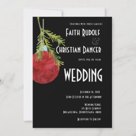 Kerstornament Rood, Modern  Trouwfeest Aankondiging