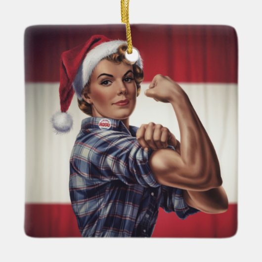 Kerstornament Rosie the Riveter Keramisch Ornament (Voorkant)