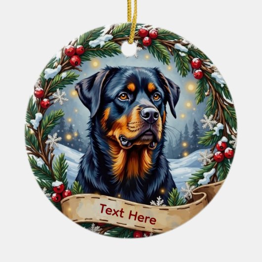 Kerstornament Rottweiler Keramisch Ornament (Voorkant)