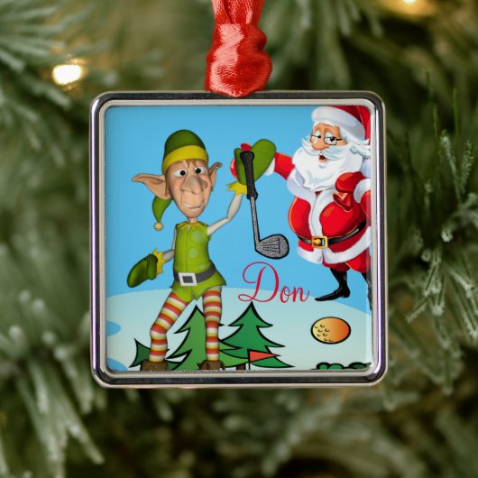 kerstornament Santa Golf Metalen Ornament (Boom)