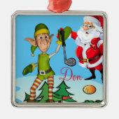kerstornament Santa Golf Metalen Ornament (Voorkant)
