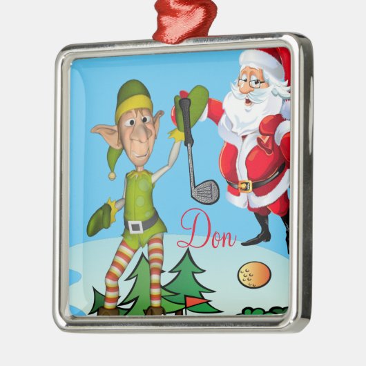 kerstornament Santa Golf Metalen Ornament (Links)