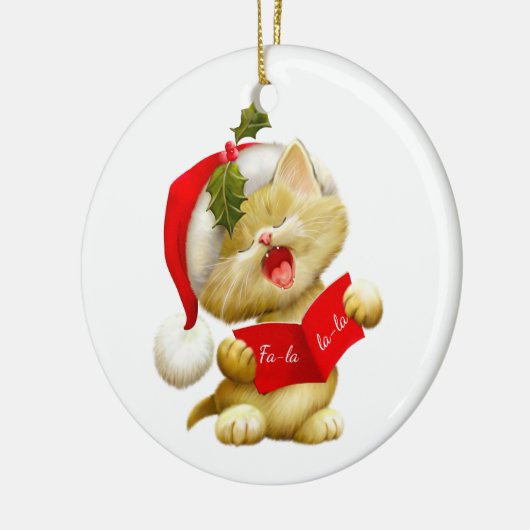 Kerstornament-Santa Kitty Keramisch Ornament (Links)