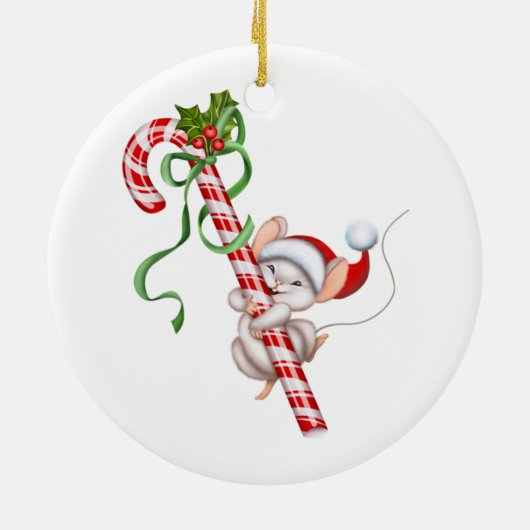 Kerstornament-Santa Muis Keramisch Ornament (Achterkant)