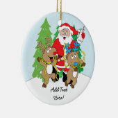 Kerstornament Santa & Reindeer personaliseren Keramisch Ornament (Rechts)