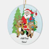 Kerstornament Santa & Reindeer personaliseren Keramisch Ornament (Links)