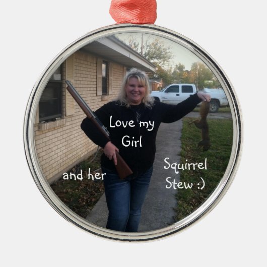 Kerstornament Squirrel Stew Voeg foto toe Metalen Ornament (Voorkant)