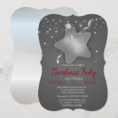 Kerstornament Star Silver Party Kaart (Voorkant / Achterkant)