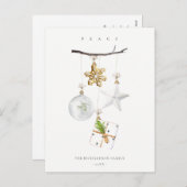 Kerstornament Ster Cookie Chime Vrede Feestdagenkaart (Voorkant / Achterkant)