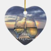 Kerstornament Strand Hart Zonsondergang Keramisch Ornament (Achterkant)