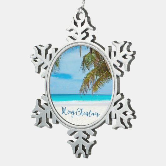 Kerstornament Strand Tin Palmboom Tin Sneeuwvlok Ornament (Rechts)