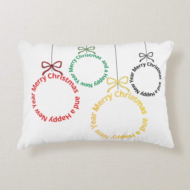 Kerstornament Tekst Ontwerp Accent Kussen (Voorkant)