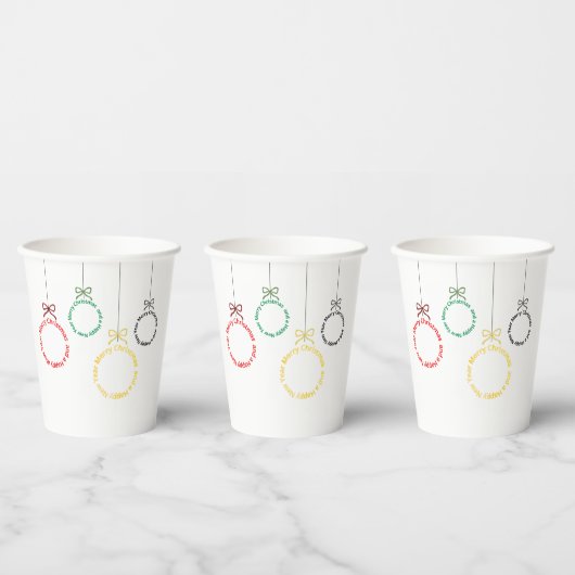 Kerstornament Tekst Ontwerp Papieren Bekers (Multi)