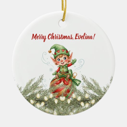 Kerstornament van de Elf Keramisch Ornament (Voorkant)