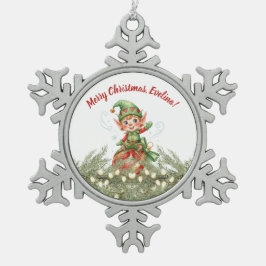Kerstornament van de Elf Tin Sneeuwvlok Ornament