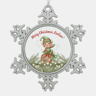 Kerstornament van de Elf Tin Sneeuwvlok Ornament