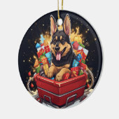 Kerstornament van Duitse herder huisdier, Hondenli Keramisch Ornament (Links)