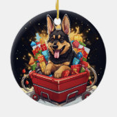 Kerstornament van Duitse herder huisdier, Hondenli Keramisch Ornament (Achterkant)