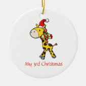 Kerstornament van een giraf voor kinderen keramisch ornament (Voorkant)