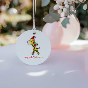 Kerstornament van een giraf voor kinderen keramisch ornament