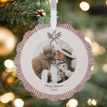 Kerstornament van papier met foto in preppy stijl