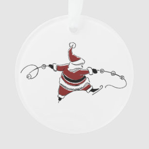 Kerstornament Vintage Schaatsende Kerstman Ornament