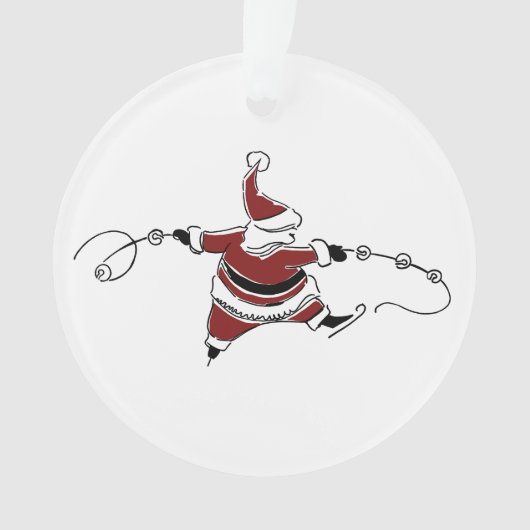 Kerstornament Vintage Schaatsende Kerstman Ornament (voorkant)