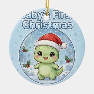 Kerstornament voor baby dinosaurus — Baby's eerste Keramisch Ornament