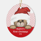 Kerstornament voor baby's eerste kerst Santa Beer Keramisch Ornament (Links)