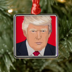KERSTORNAMENT VOOR DONALD TRUMP METALEN ORNAMENT