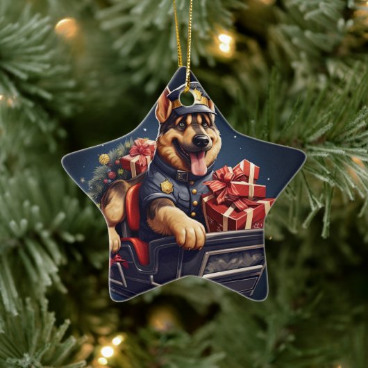 Kerstornament voor Duitse herderhuisdier, hondenli Keramisch Ornament (Boom)