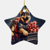 Kerstornament voor Duitse herderhuisdier, hondenli Keramisch Ornament (Voorkant)