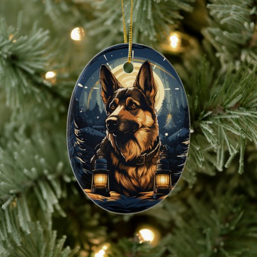 Kerstornament voor Duitse herderhuisdier, hondenli Keramisch Ornament (Boom)