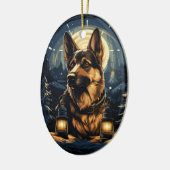 Kerstornament voor Duitse herderhuisdier, hondenli Keramisch Ornament (Links)