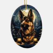 Kerstornament voor Duitse herderhuisdier, hondenli Keramisch Ornament (Achterkant)