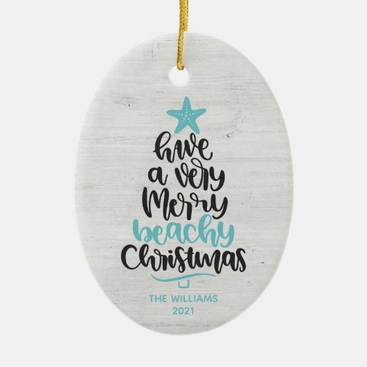 Kerstornament voor het strand keramisch ornament (Voorkant)