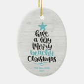 Kerstornament voor het strand keramisch ornament (Achterkant)