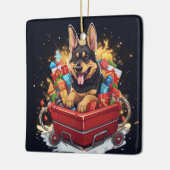 Kerstornament voor huisdier Duitse Herdershond, Ho Keramisch Ornament (Links)