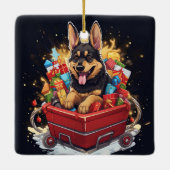 Kerstornament voor huisdier Duitse Herdershond, Ho Keramisch Ornament (Achterkant)